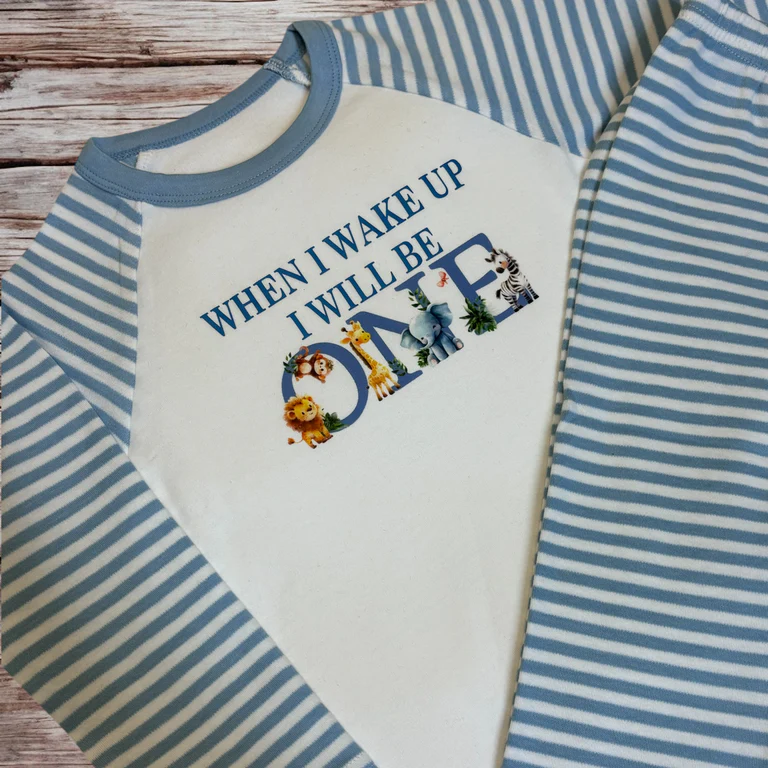 'When I Wake Up' Blue Birthday Pyjamas