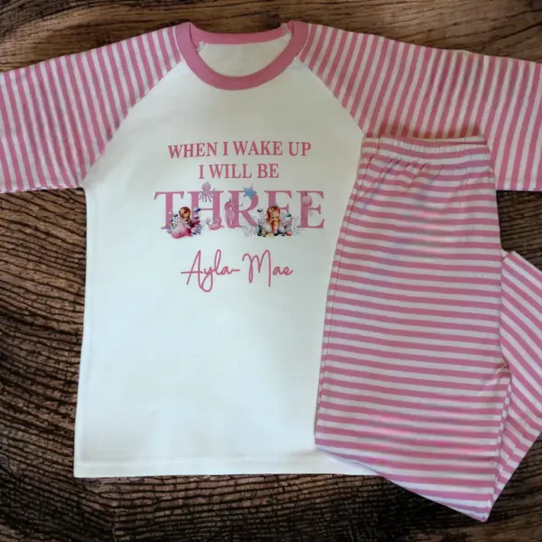 'When I Wake Up' Pink Birthday Pyjamas