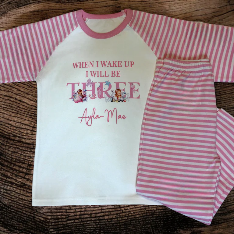 'When I Wake Up' Pink Birthday Pyjamas