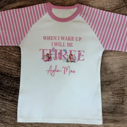 'When I Wake Up' Pink Birthday Pyjamas