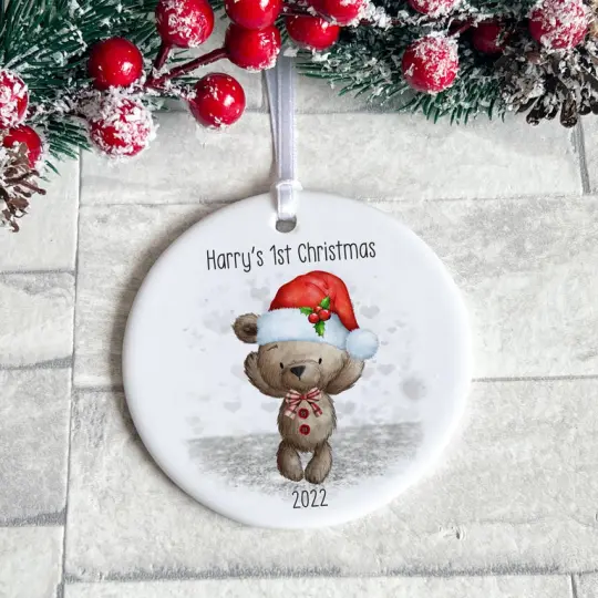 Baby Bear First Christmas Ceramic Bauble