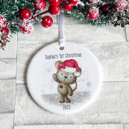Baby Bear First Christmas Ceramic Bauble