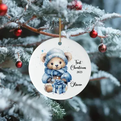 Baby Boy 1st Christmas Ceramic Bauble