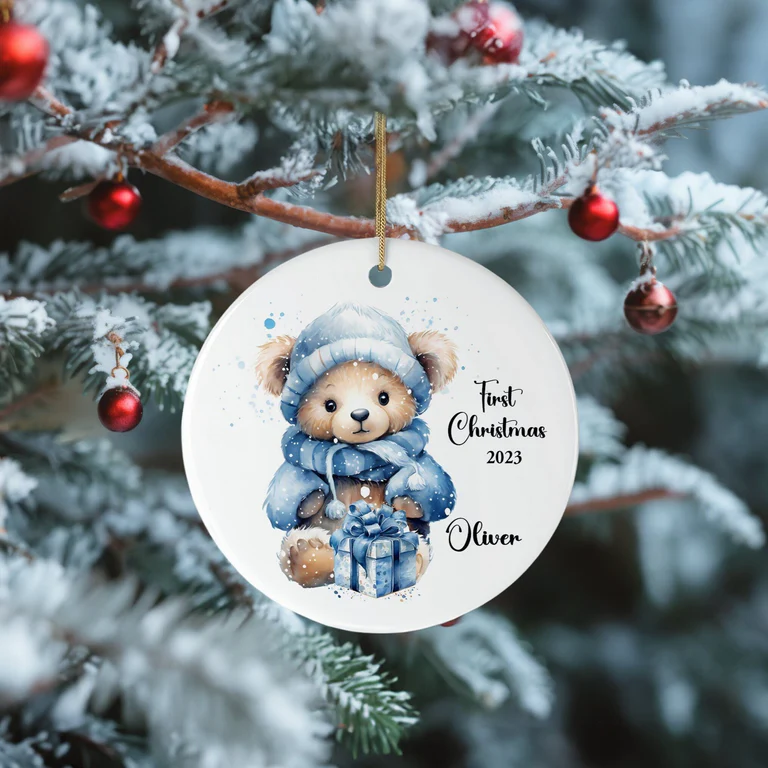 Baby Boy 1st Christmas Ceramic Bauble